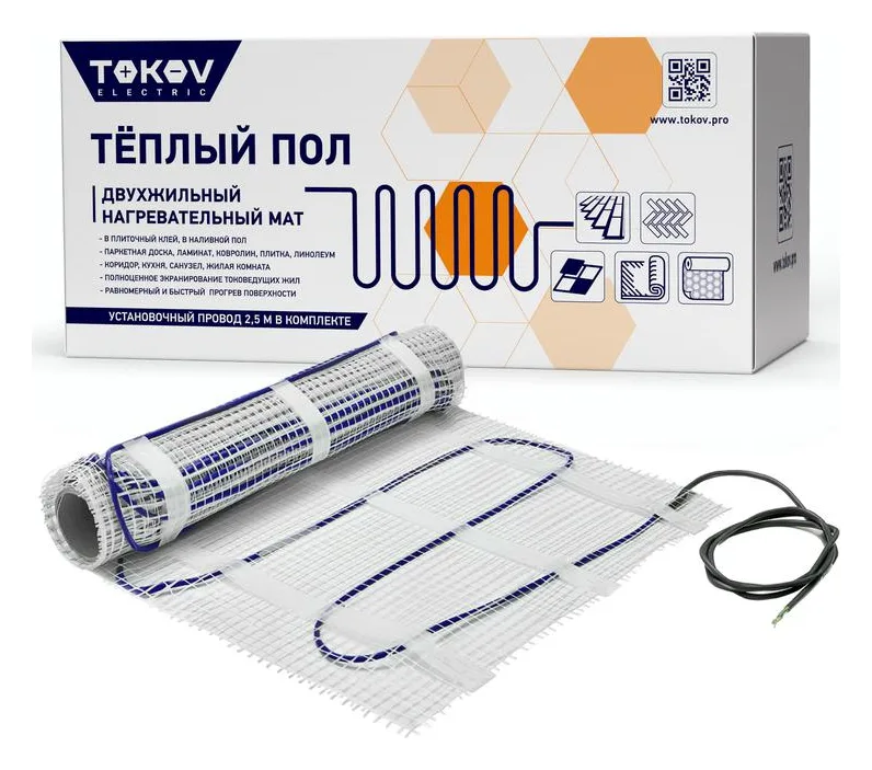 Комплект "Теплый пол" (мат) 150Вт/кв.м 12кв.м TOKOV ELECTRIC TKE-MAT150-1800-12