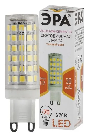 Лампа светодиодная JCD-9W-CER-827-G9 720лм ЭРА Б0033185