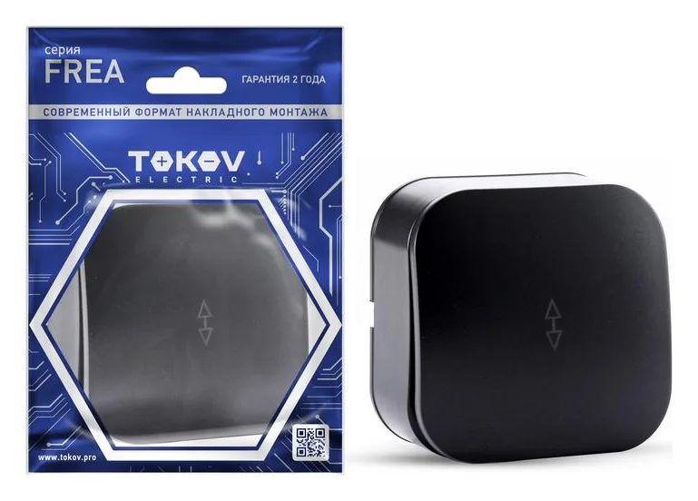 Переключатель 1-кл. ОП Frea 10А IP20 250В АБС-пластик карбон TOKOV ELECTRIC TKE-FR-P1-C14