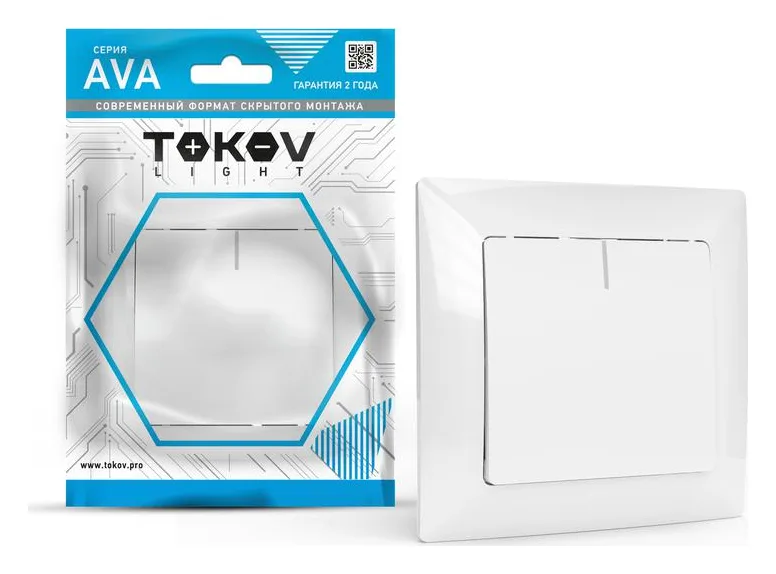 Выключатель 1-кл. СП AVA 10А IP20 с индикатором в сборе бел. TOKOV ELECTRIC TKL-AV-V1IF-C01