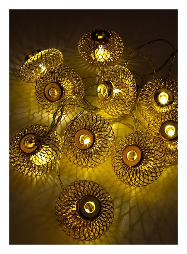 Гирлянда светодиодная "Фонарики" золото 5х3см 10LED тепл. бел. 1.8+0.3м КОСМОС KOC_GIR-B121