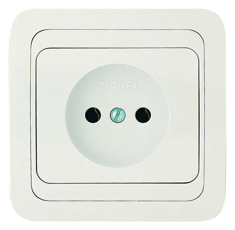 Розетка 1-м СП Mimoza 16А IP20 без заземл. керамика бел./бел. Makel 12002