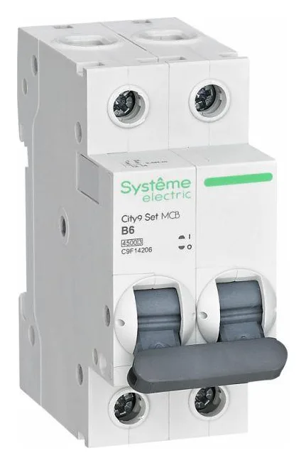 Выключатель автоматический модульный 2п B 6А 4.5кА City9 Set 230В SE C9F14206