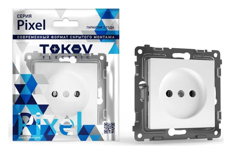 Розетка 1-м СП Pixel 16А IP20 без заземл. механизм бел. TOKOV ELECTRIC TKE-PX-R1-C01