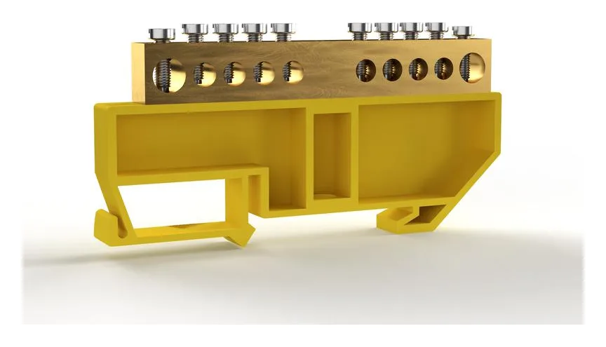 Шина PE "земля" на DIN-изоляторе 8х12мм 10 отвер. латунь TOKOV ELECTRIC TKE-BCB-812-10-DIN/PE