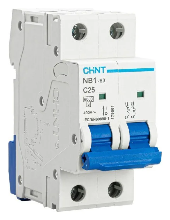 Выключатель автоматический модульный 2п C 25А 6кА NB1-63 (R) CHINT 179661