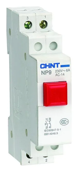 Кнопка модульная NP9-01/2 без подсветки 1НЗ красн. (R) CHINT 584057