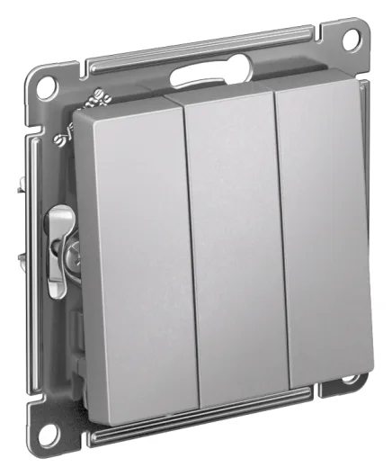 Выключатель 3-кл. СП AtlasDesign 10А IP20 (сх. 1+1+1) 10AX механизм алюм. SE ATN000331