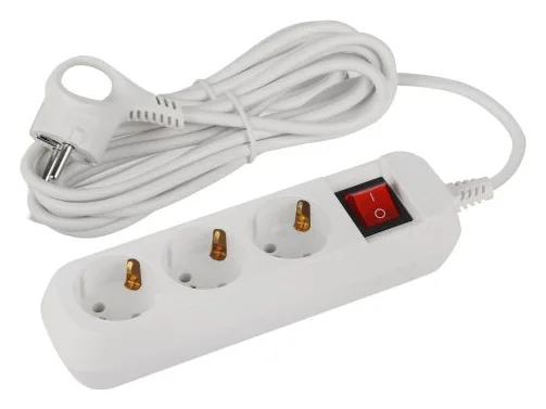 Удлинитель 3х5м с заземл. 10А IP20 GREEN LINE UDL-10-350-ES ПВС 3х0.75 с выкл. Эра Б0065080