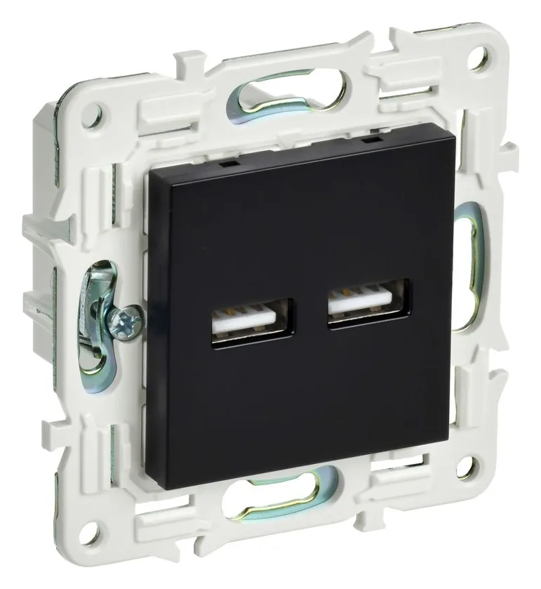 Розетка USB A+A 3.1А SKANDY SK-R15Bl черн. IEK SK-U21-D31-K02