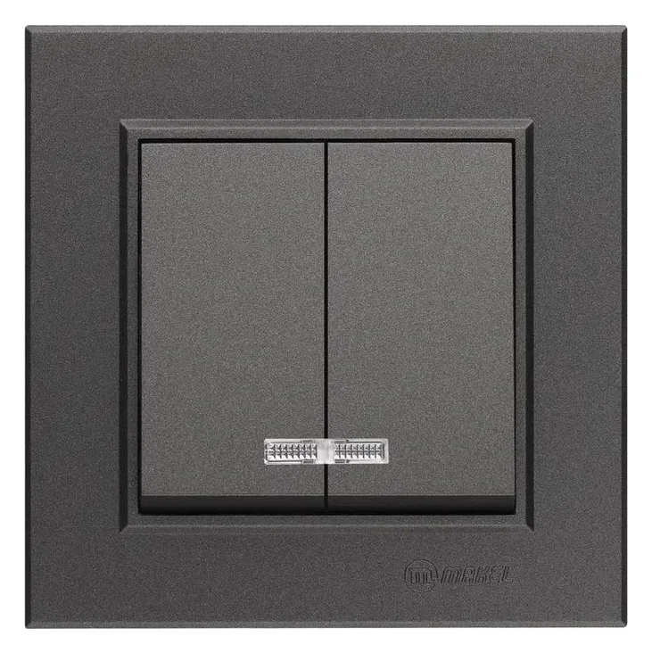 Выключатель 2-кл. СП Karea 10А IP20 дым. металлик с подсветкой Makel 56050023