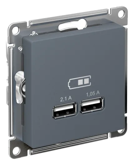 Розетка USB AtlasDesign тип A+A 5В 1х2.1А 2х1.05А механизм грифель SE ATN000733