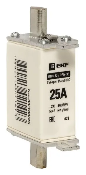 Вставка плавкая ППН-33 100/25А габарит 00C PROxima EKF fus-33/100/25