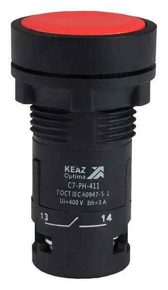 Кнопка с фиксацией OptiSignal Compact D22 С7-PH-411 красн. 1НО+1НЗ XB7NH45 КЭАЗ 362075