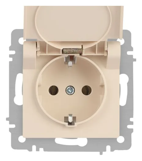 Розетка 1-м СП Accent 6-203-02 16А IP20 250В 2P+E Schuko с крышкой сл.кость Intro Б0063716