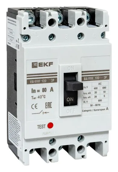 Выключатель автоматический 3п 100/80А 35кА ВА-99М PROxima EKF mccb99-100-80m
