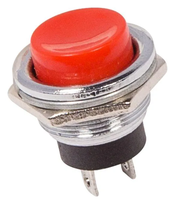 Выключатель-кнопка металл 250В 2А (2с) OFF-(ON) d16.2 красн. (RWD-306) Rexant 36-3351