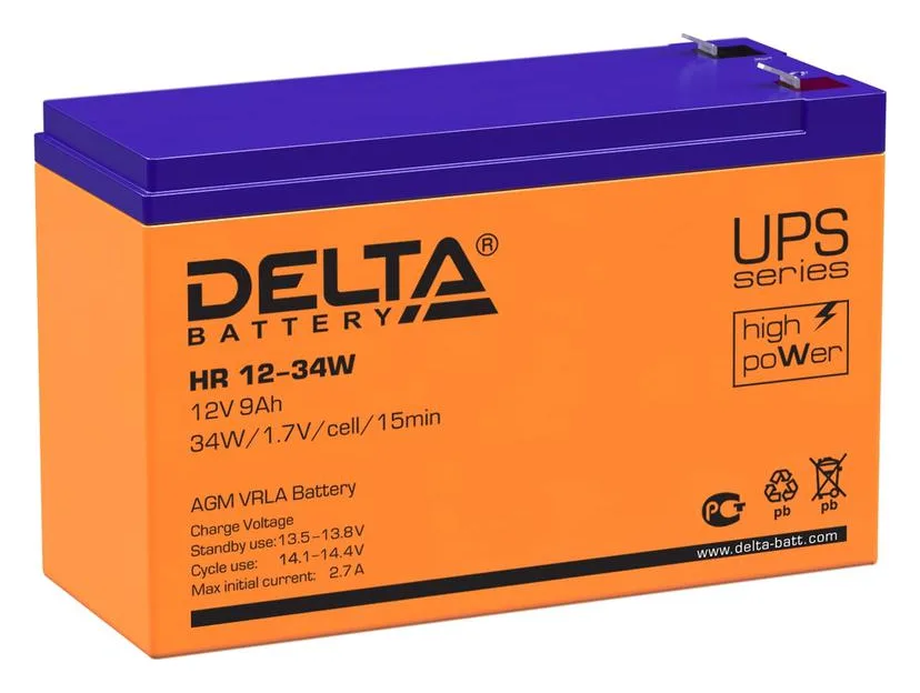 Аккумулятор UPS 12В 9А.ч HR 12-34 W Delta 4614010630004