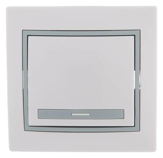 Выключатель 1-кл. СП Mira 10А IP20 с сер. вставкой бел. LEZARD 701-0215-100