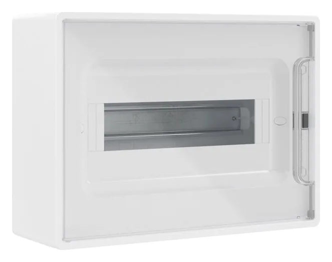 Щиток настенный Фрейм (FRAME) ЩРн-п-12 12мод. IP41 с прозр. дверцей с 2 шинами PEN на 8+6 отверст. бел. DKC F12W1WT