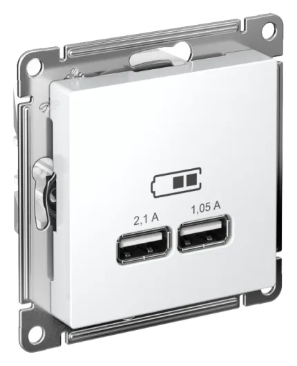 Розетка USB AtlasDesign тип A+A 5В 1х2.1А 2х1.05А механизм бел. SE ATN000133
