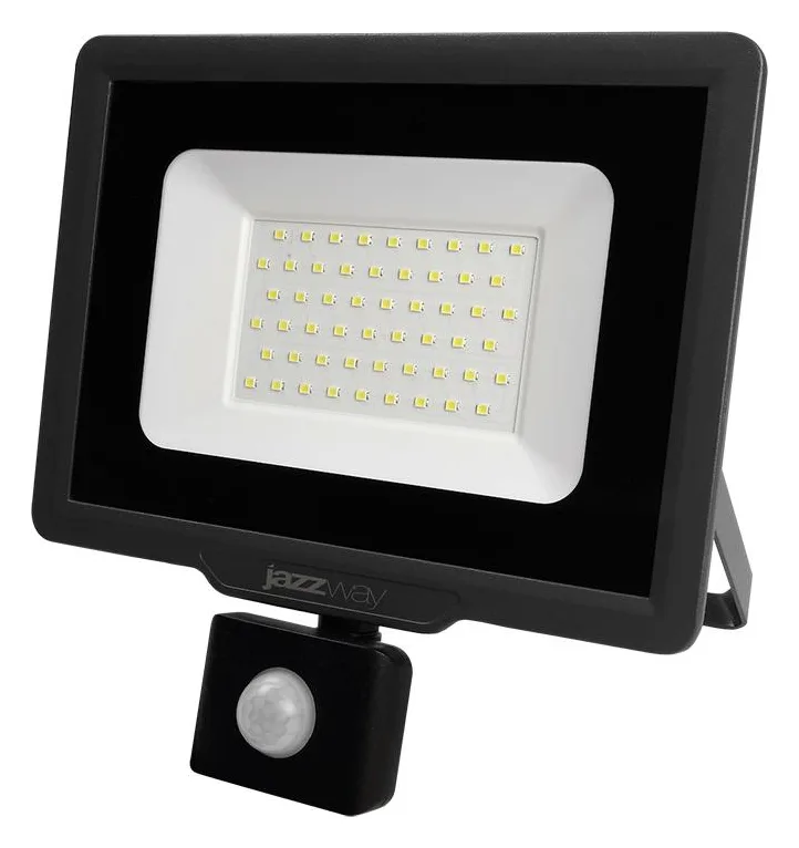 Прожектор светодиодный PFL-C3 SENSOR 50Вт 6500К IP65 ДО закален. прозр. стекло датчик движения инфракрасный JazzWay 5026940A