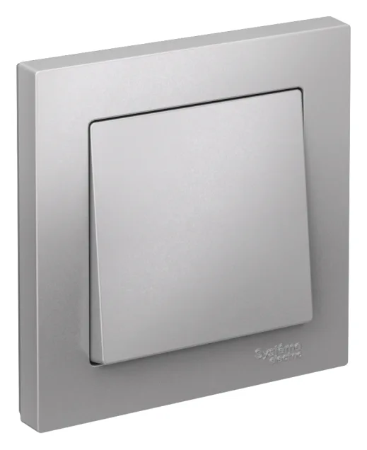 Выключатель 1-кл. СП AtlasDesign 10А IP20 (сх. 1) 10AX в сборе алюм. SE ATN000312