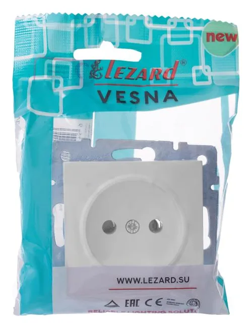 Розетка 1-м СП Vesna без заземл. ПБТ механизм бел. LEZARD 742-0288-121B