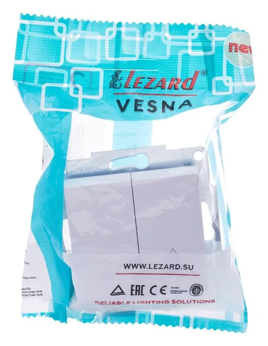 Переключатель проходной 2-кл. СП Vesna механизм бел. LEZARD 742-0288-106