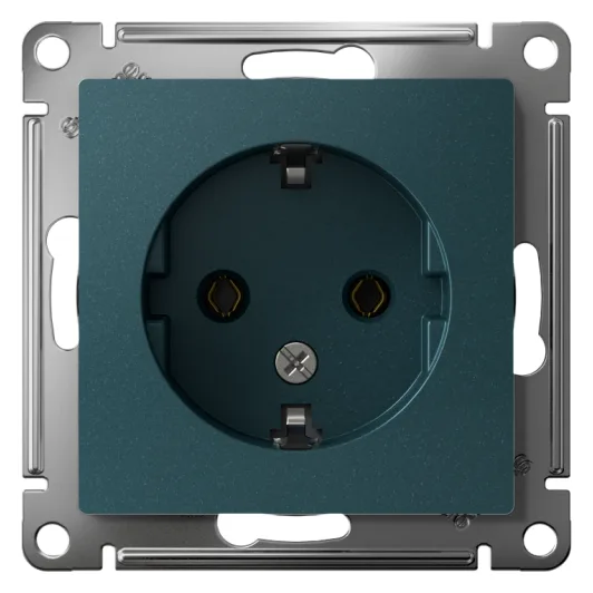 Розетка 1-м СП AtlasDesign 16А IP20 с заземл. механизм изумруд SE ATN000843