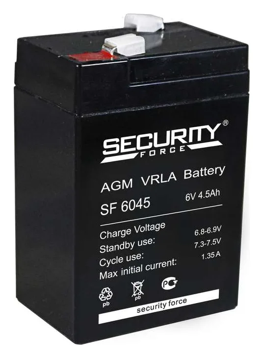 Аккумулятор ОПС 6В 4.5А.ч SF 6045 Security Force 4614030010013