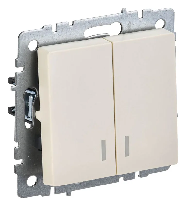 Выключатель 2-кл. СП BRITE ВС10-2-1-БрКр 10А с индик. механизм беж. IEK BR-V20-1-10-K10