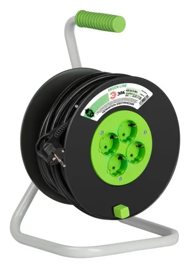 Удлинитель на пластик. катушке 4х30м с заземл. 16А IP20 GREEN LINE KAT-3x1.5-30m ПВС 3х1.5 Эра Б0065110