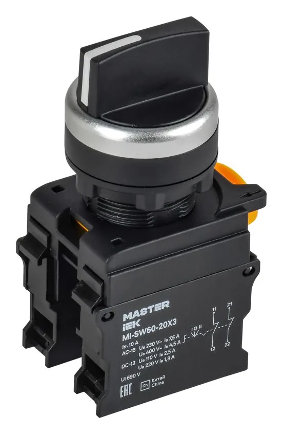 Переключатель 3 полож. 2НО черн. MASTER IEK MI-SW60-20X3-5-24-3-K02