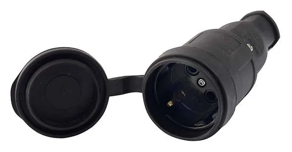 Разъем штепсельный 1х16А 2P+PE 220-240В IP44 с заглушкой каучук LEZARD 106-0400-0102/102