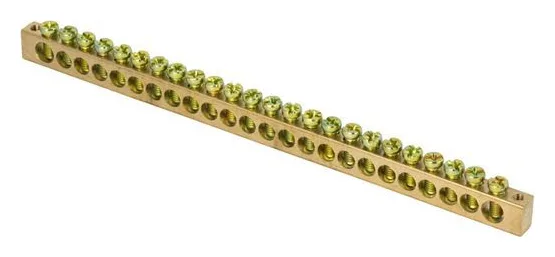 Шина PEN "ноль-земля" 8х12 24 отвер. латунь крепеж по краям PROxima EKF sn0-125-24-k