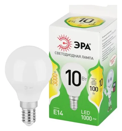 Лампа светодиодная GREEN LINE P45-10W-830-E14 GL 10Вт шар 3000К свет тепл. E14 Эра Б0067065