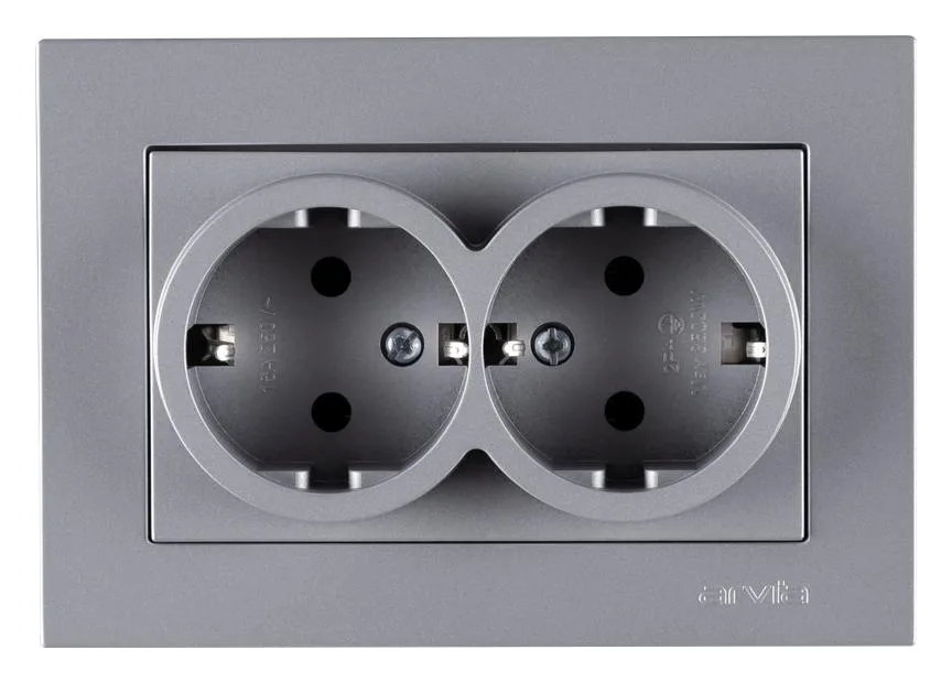 Розетка 2-м СП KAREN 16А IP20 с заземл. в сборе сер. ARVIA 20 03 2000 907