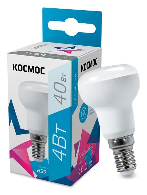 Лампа светодиодная R39 4Вт 220В E14 4500К Космос Lksm_LED4wR39E1445