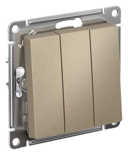 Выключатель 3-кл. СП AtlasDesign 10А IP20 (сх. 1+1+1) 10AX механизм шампань SE ATN000531