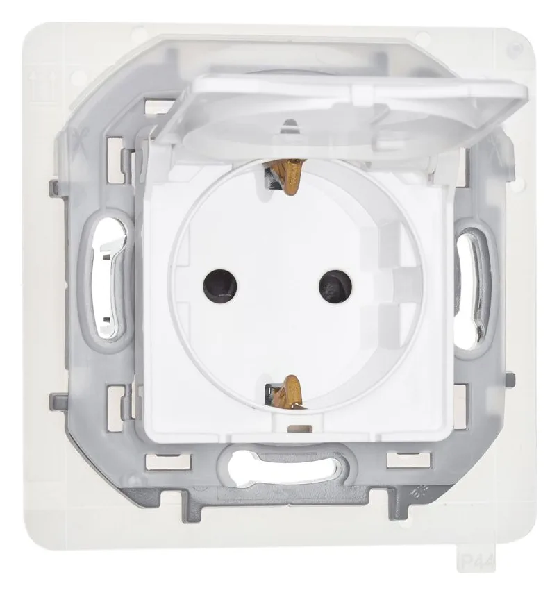 Розетка 1-м СП Inspiria 16А IP44 250В 2P+E защ. шторки с крышкой немецк. стандарт механизм бел. IEK 673740