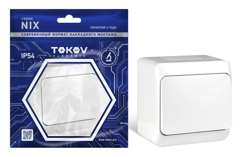Переключатель 1-кл. ОП Nix 10А IP54 250В бел. TOKOV ELECTRIC TKE-NX-P1-C01-IP54