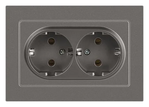 Розетка 2-м СП Accent 6-205-09 16А IP20 250В 2P+E Schuko AL/CU титан Intro Б0063500