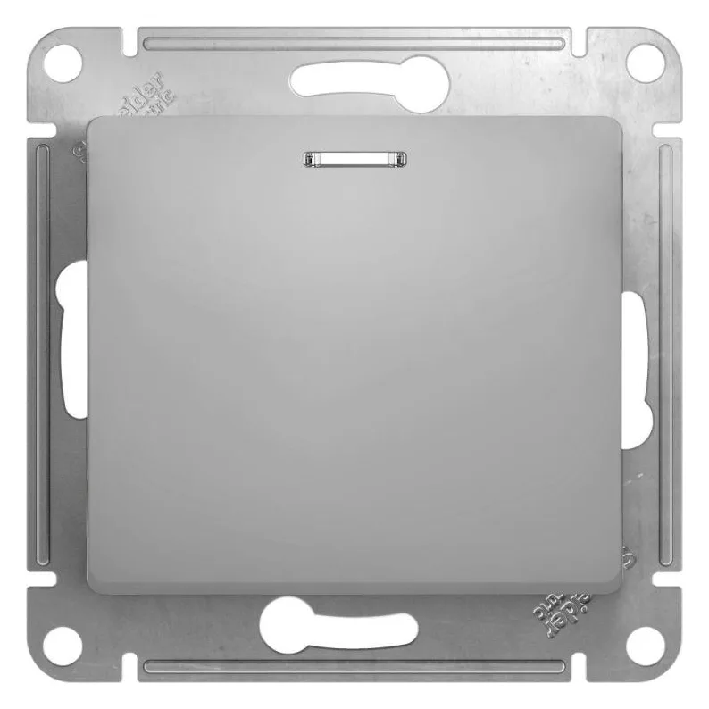 Выключатель 1-кл. СП Glossa 10А IP20 (сх. 1а) 10AX с подсветкой механизм алюм. SE GSL000313