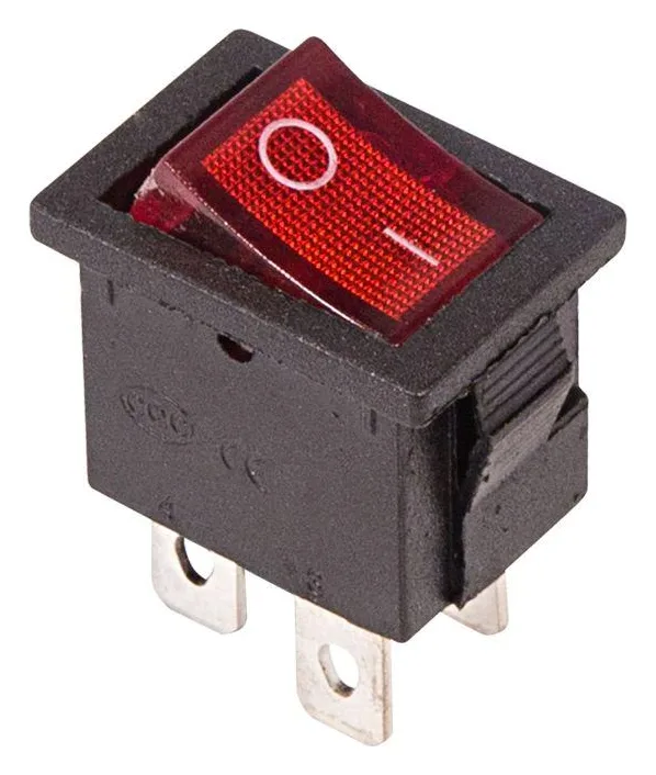 Выключатель клавишный 250В 6А (4с) ON-OFF красн. с подсветкой Mini (RWB-20; SC-768) Rexant 36-2190