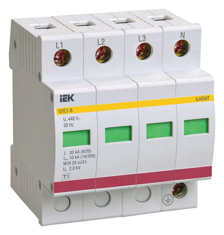 Ограничитель перенапряжения ОПС1-B 4P KARAT IEK MOP20-4-B