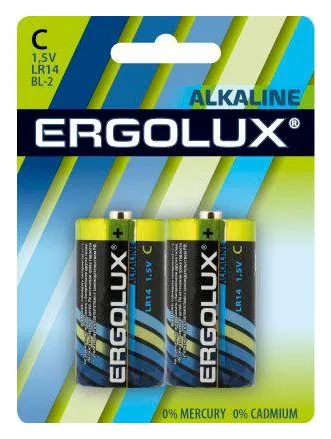 Элемент питания алкалиновый C/LR14 1.5В Alkaline BL-2 (блист.2шт) Ergolux 11751