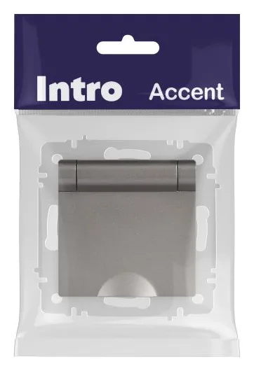 Розетка 1-м СП Accent 6-203-09 16А IP20 250В 2P+E Schuko с крышкой AL/CU титан Intro Б0063471