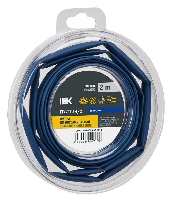 Трубка термоусадочная ТТУ нг-LS 4/2 син. (уп.2м) IEK UDR12-004-002-002-K07-T