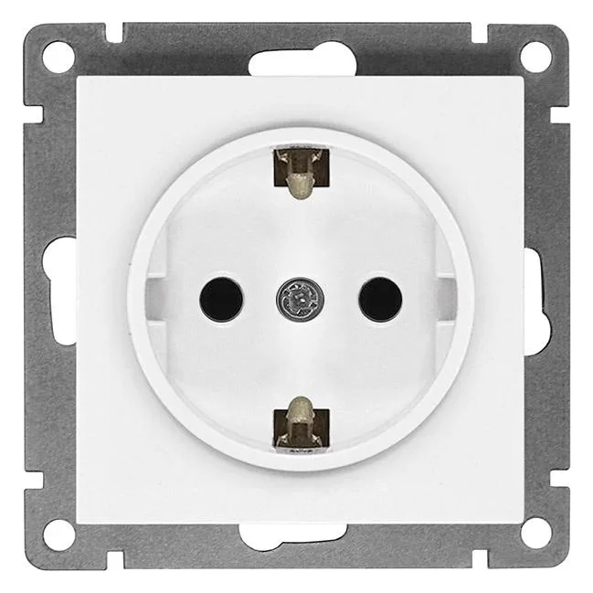 Розетка 1-м СП Афина 16А IP20 с заземл. механизм бел. Universal A0028